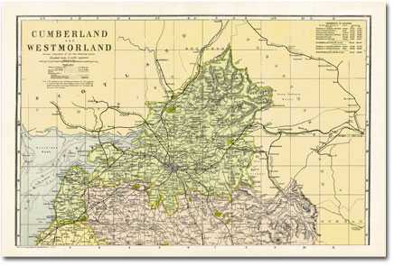 Cumberland Westmoreland North 1900 Cassini Historical Map Rolled Bco Cuw - 